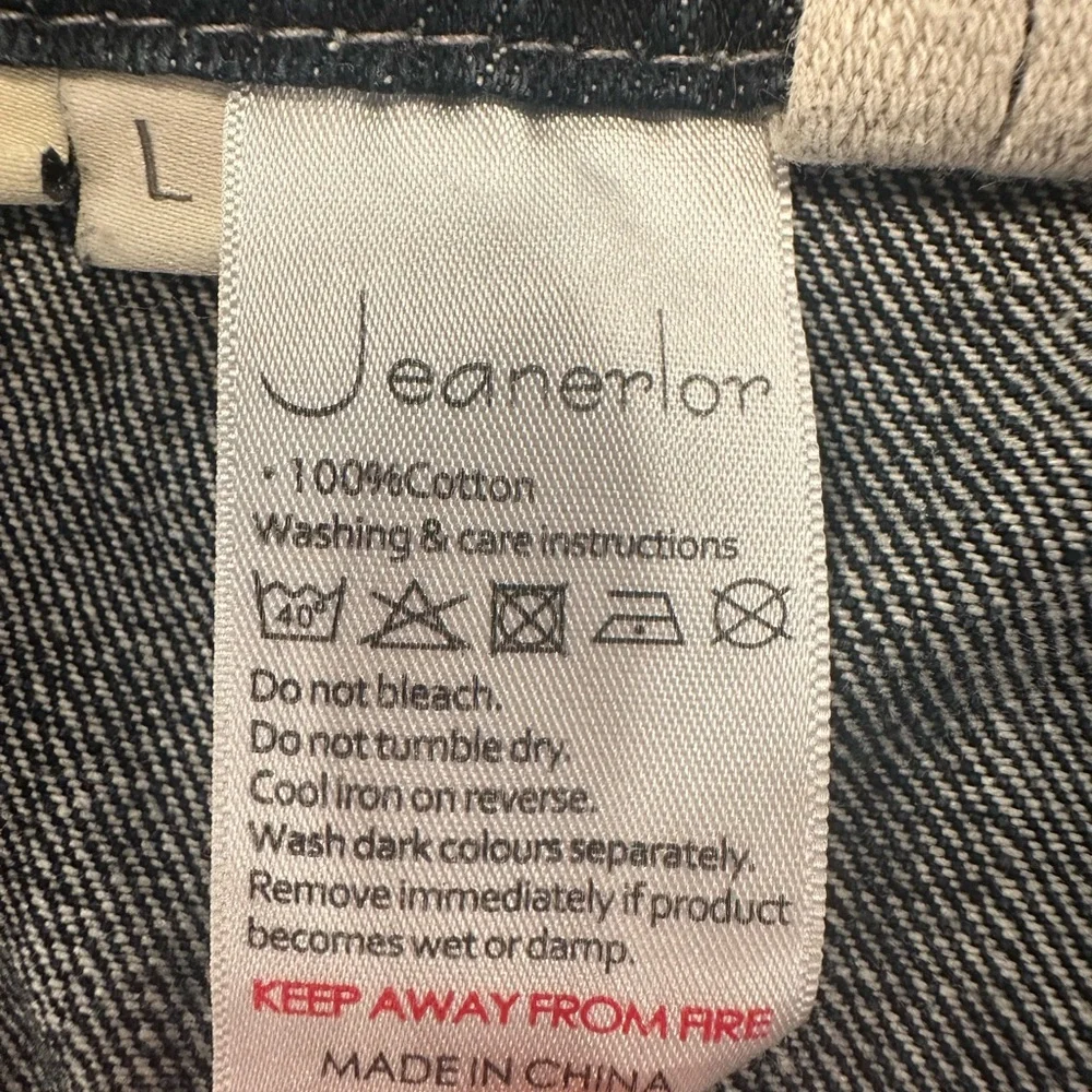 Jeanerlor Blue Acid Wash Denim Overalls Apron